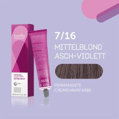 Londa Professional Extra Rich Crème Permanente Cremehaarfarbe 7/16 mittelblond asch-violett 60ml