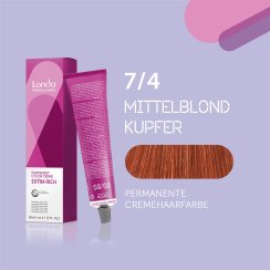 Londa Professional Extra Rich Crème Permanente Cremehaarfarbe 7/4 Mittelblond kupfer 60ml